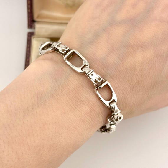Vintage Horse Bit Link Bracelet, 925 Sterling Silver Equestrian
