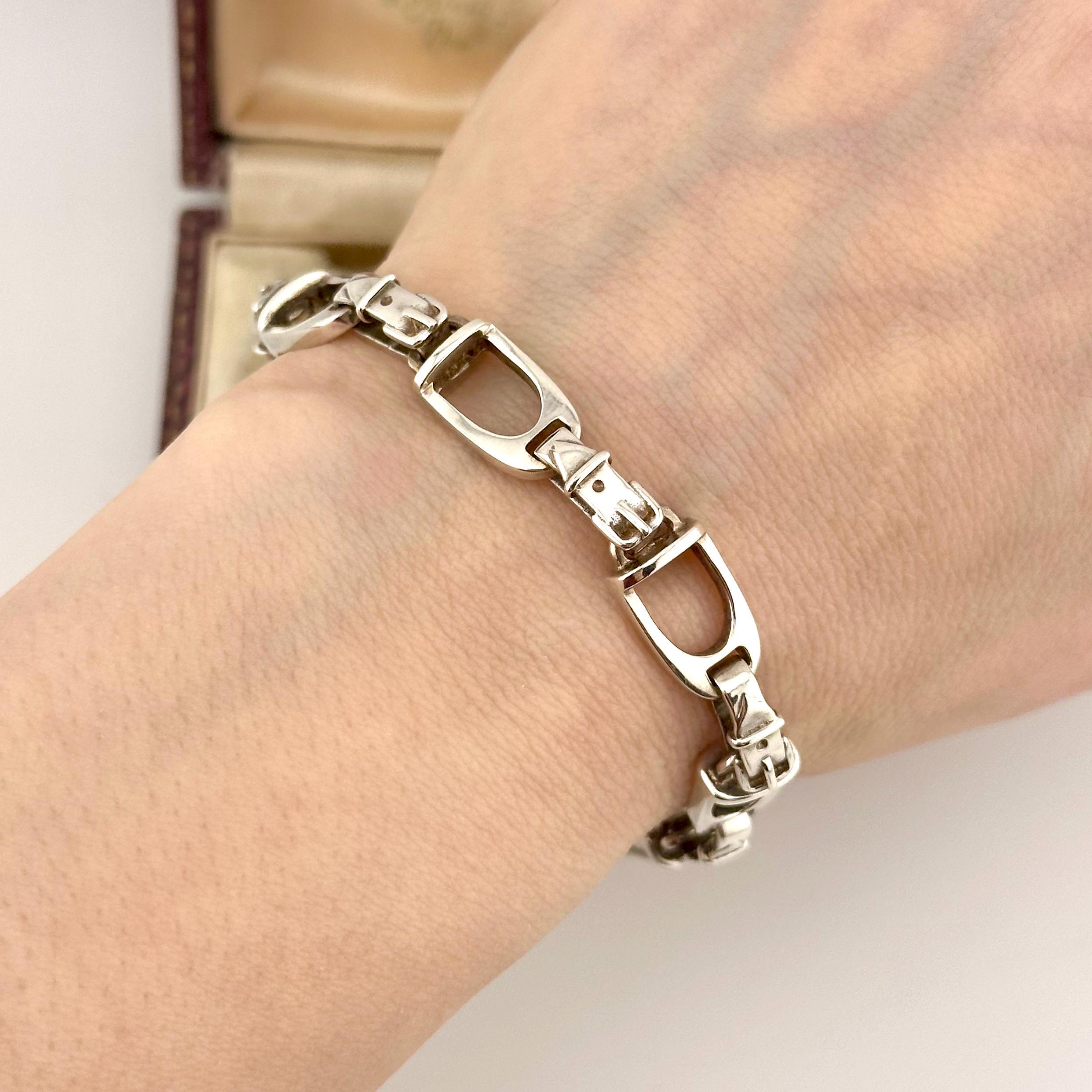 値下げMexican Vintage Horsebit Bracelet 925 Vintage Horse Bit Link Bracelet, 925 Sterling Silver Equestrian
