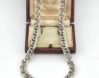 Vintage 1980s Interlocking Rope Chain Necklace, Sterling Silver Link, Birmingham AF Hallmark