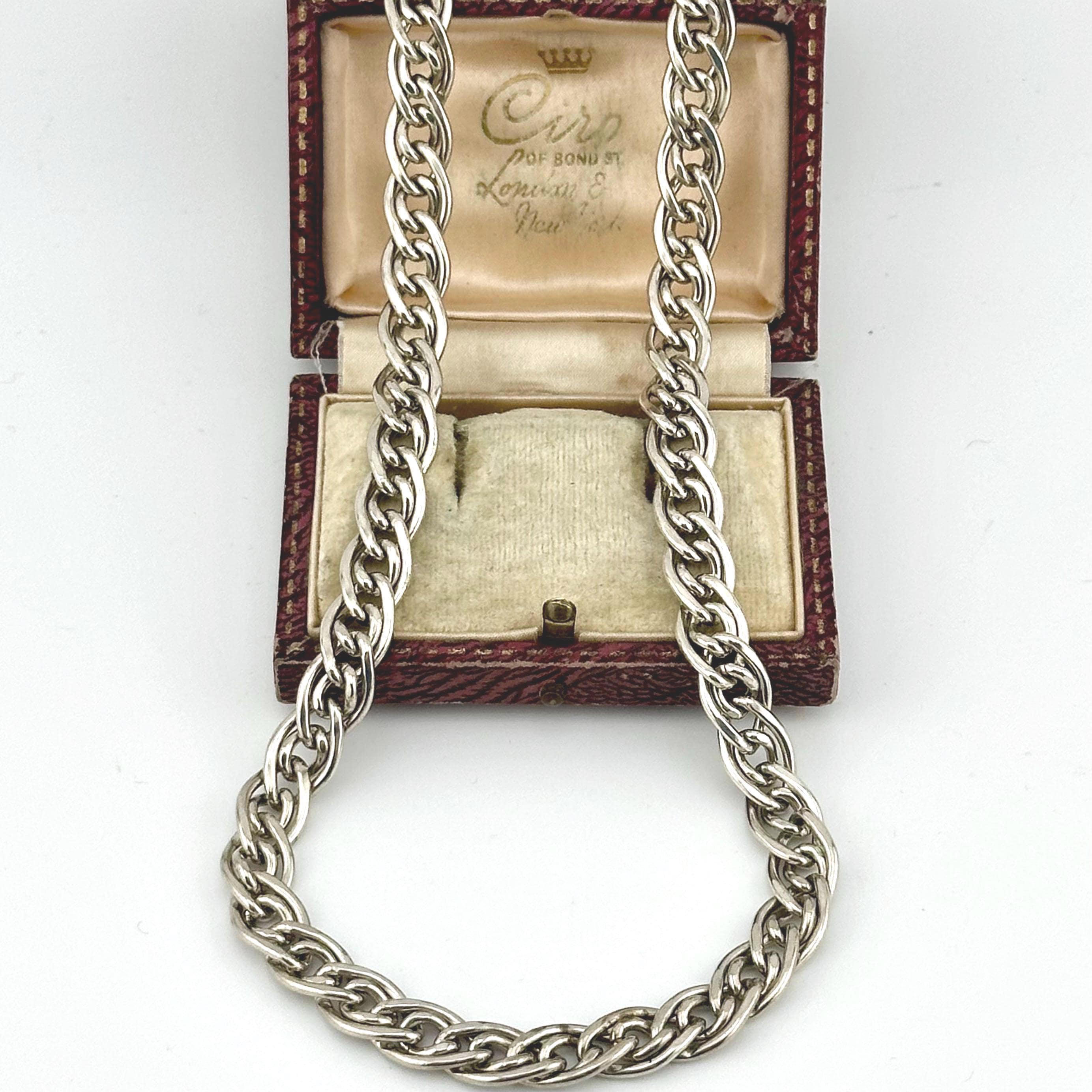 アクセサリー 1980's Euro SV925 Rope Chain Necklace Vintage 1980s Interlocking Rope Chain Necklace, Sterling Silver