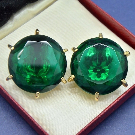 Vintage 1960s Gold JUDY LEE Designer Large Emerald