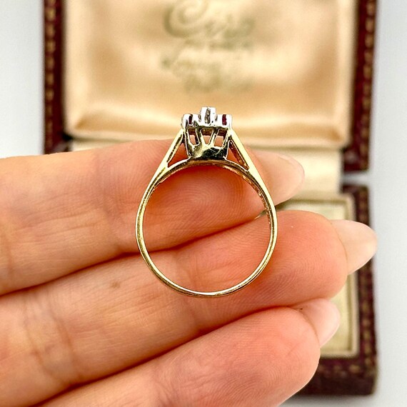 Vintage 9ct Solid Gold Diamond & Ruby Ring, Art D… - image 12