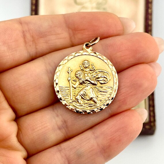 Vintage 9ct Solid Gold St. Christopher Pendant, I… - image 3