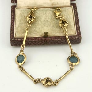 Vintage 80s Gold Cobalt Blue Crystal Link Chain Bracelet, Vintage Bezel Set Link Bracelet, Collectable Vintage, Long Link Vintage Bracelet