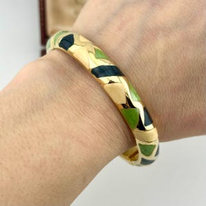 Vintage 1980s Gold Enamel Bangle, Abstract Enamel Bangle, Vintage Cuff Bracelet, collectible vintage Jewellery, Art Deco Vintage Cuff Bangle