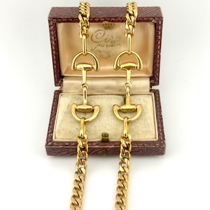 Vintage 1980s Gold Horse Bit Necklace, Equestrian Statement Collar, Bold Retro Glam Jewelry