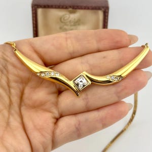 Designer Necklace, Vintage Monet Necklace, Vintage Gold Necklace, Monet Choker Necklace, 1980s Statement Collar, Designer Costume Jewellery