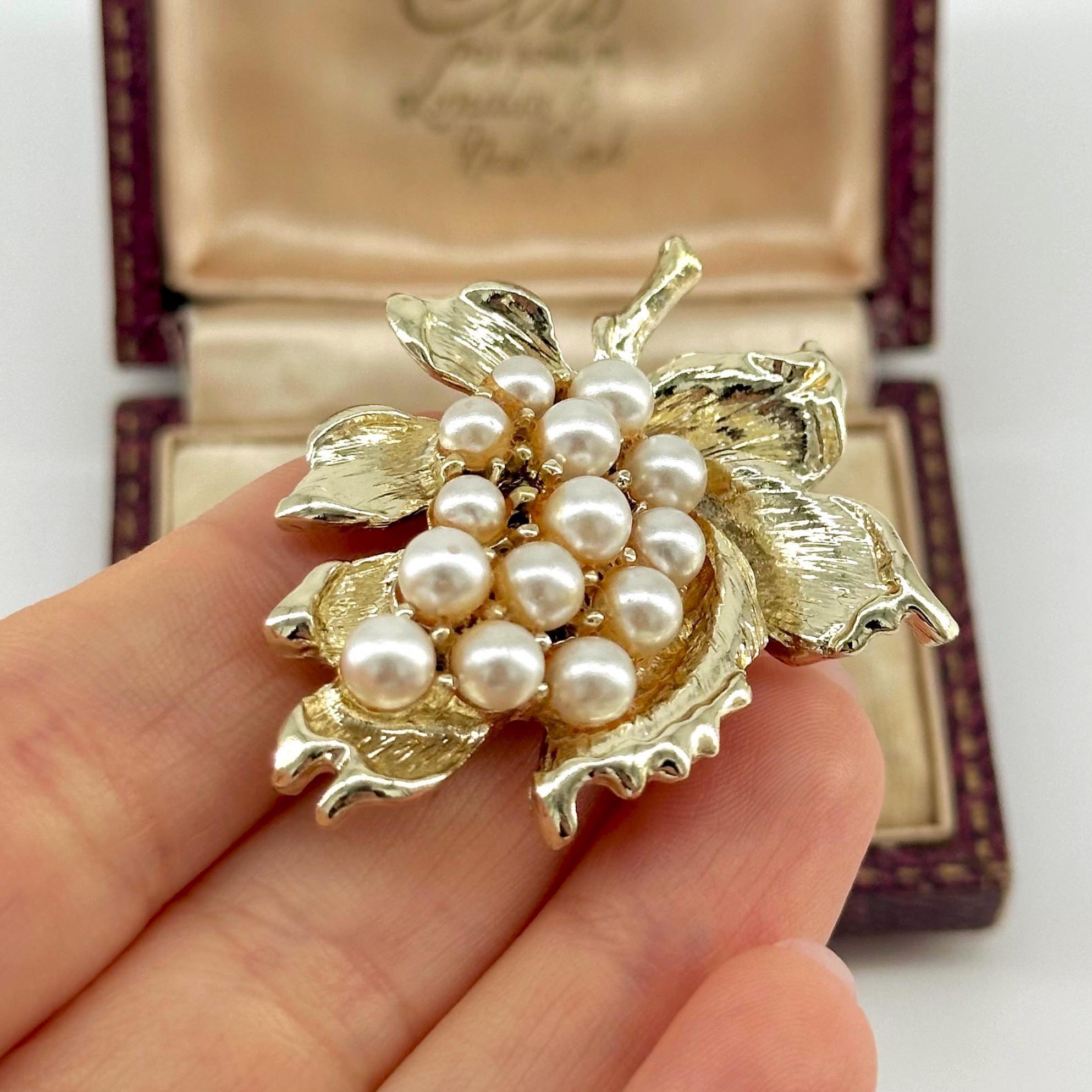 Broche Vintage Grappe De Raisin Dorée à Paillettes - Bijou Fantaisie Années 90
