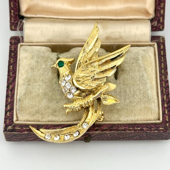 Vintage Marcel Boucher Style Gold Bird Brooch, 1980s Sculptural