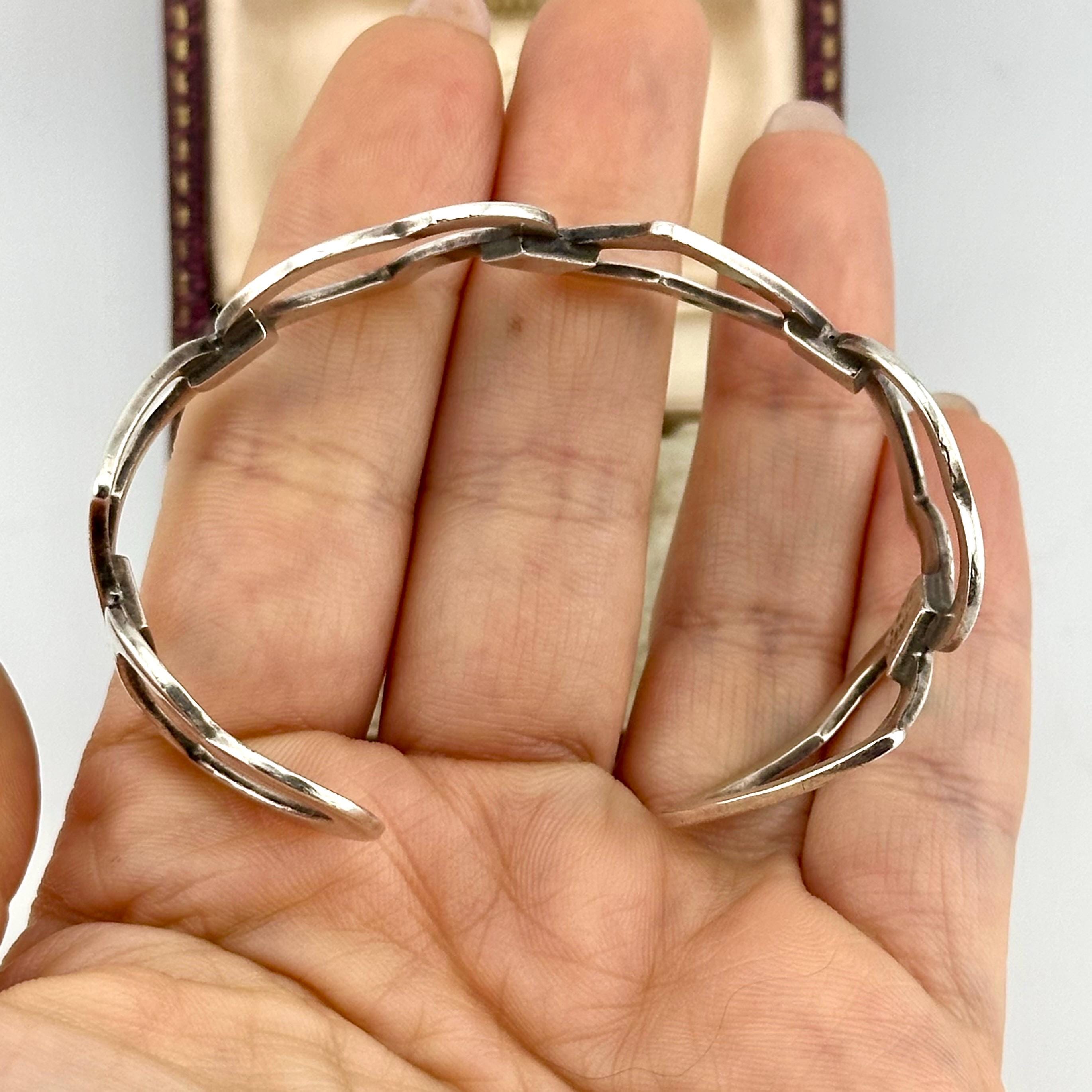 ヴィンテージ タスコ ハートリンク カフブレスレット、925スターリング 