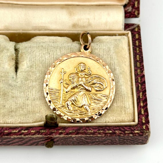Vintage 9ct Solid Gold St. Christopher Pendant, I… - image 8