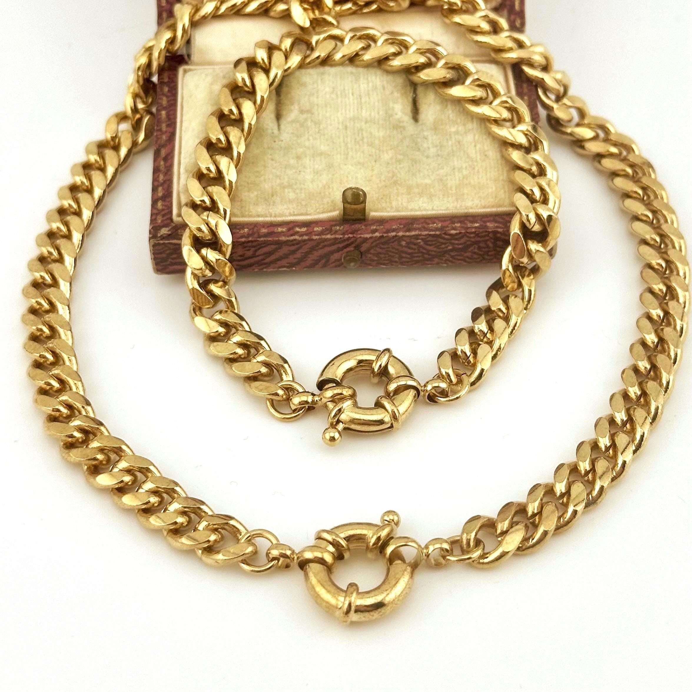 アクセサリー antique vintage gold necklace bracelet Vintage 1980s Gold Curb Chain Necklace Bracelet Set