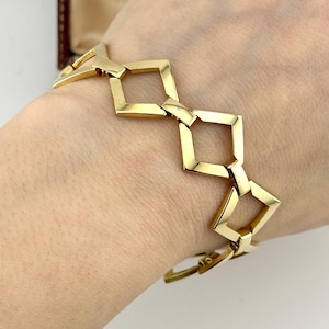 Vintage Gold Zig Zag Bracelet | 1960s Geometric Chain - Etsy