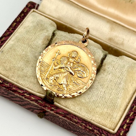 Vintage 9ct Solid Gold St. Christopher Pendant, I… - image 10