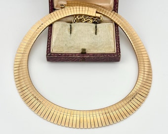 Vintage gouden Cleopatra-kraagketting, statement choker uit de jaren 80, Egyptische heroplevingssieraden