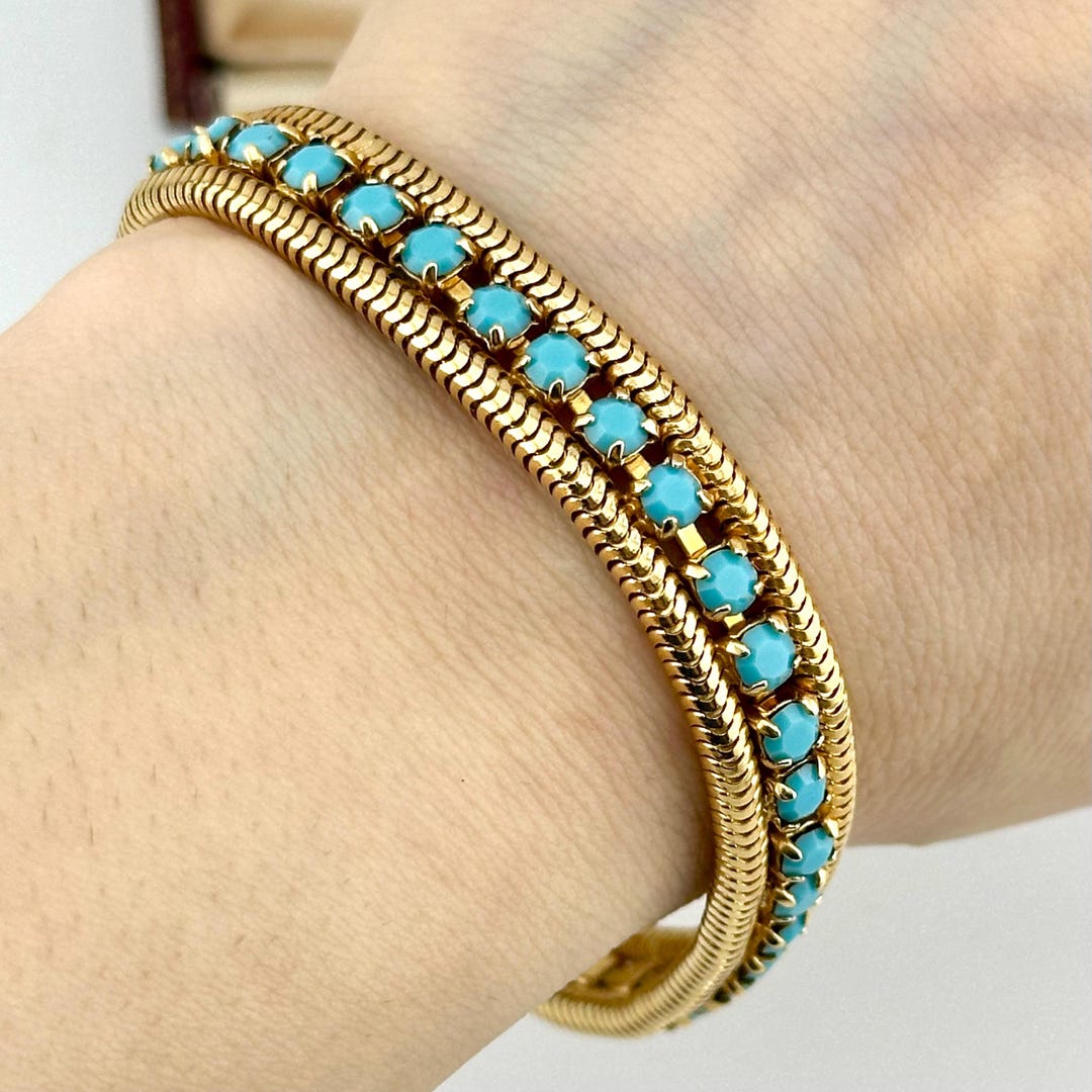 ヴィンテージゴールドスネークチェーンブレスレット、1950年代の