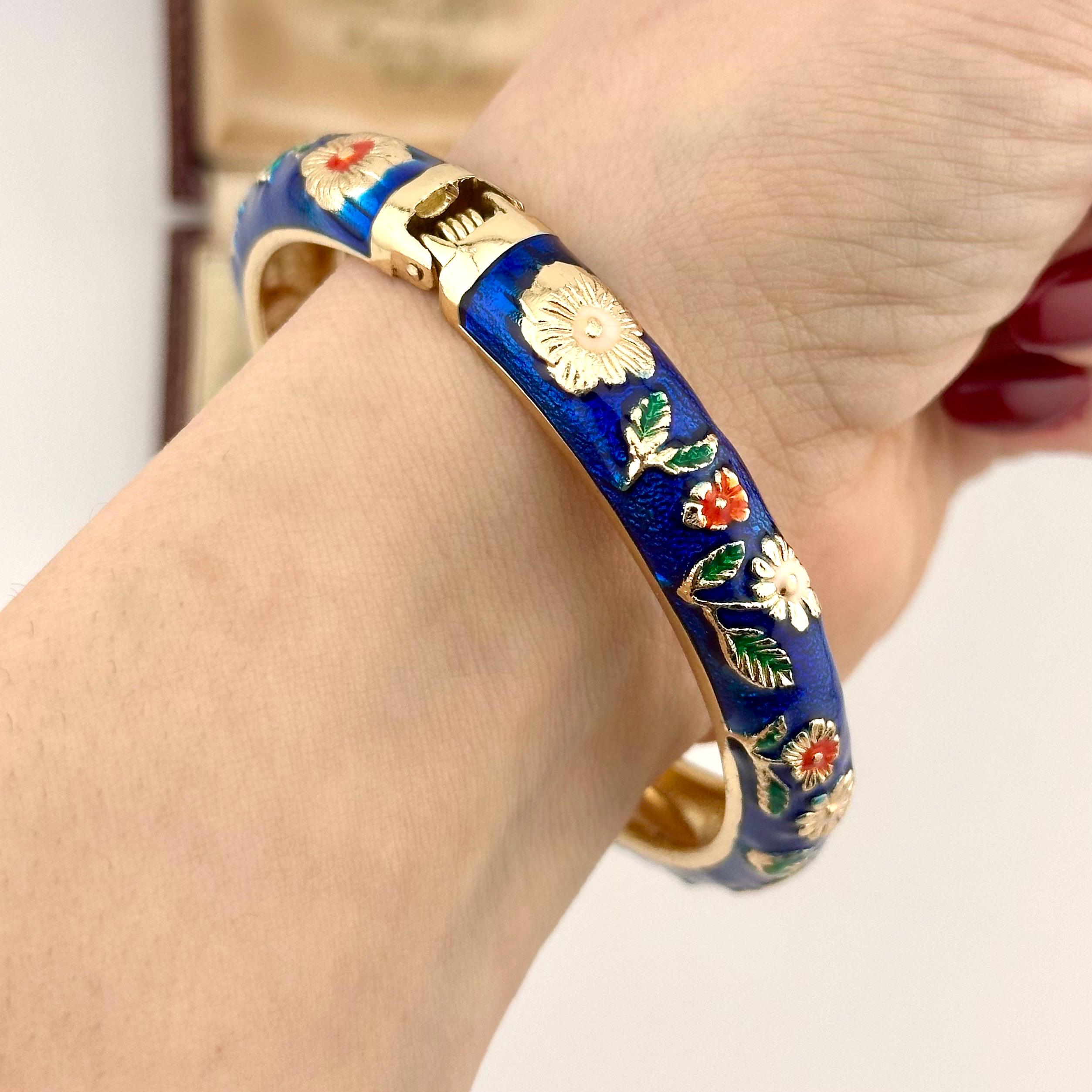 ヴィンテージ クロワゾネ ロイヤルブルー エナメル バングル