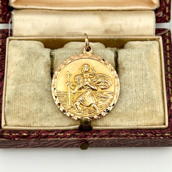 Vintage 9ct Solid Gold St. Christopher Pendant, I… - image 5