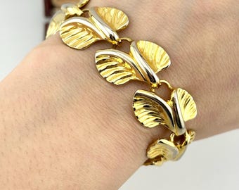 Pulsera vintage de eslabones esculturales de oro, joyería abstracta de los años 80