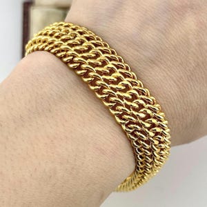 Bracelet tendance tissé en or des années 1980, bijoux vintage Power