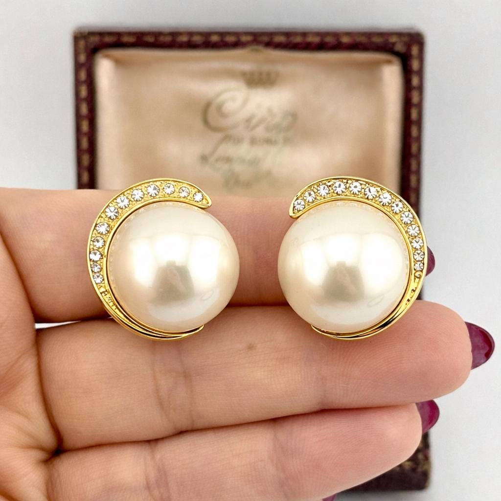 Gold Pearl Clip On Earrings