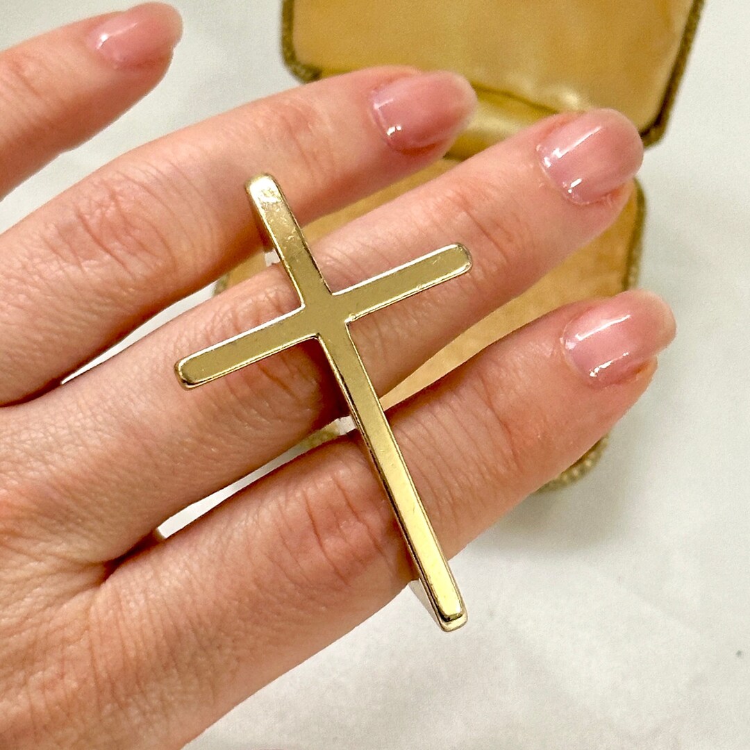 Stunning Vintage Style 18ct Gold Plated Two Finger Cross Ring Double Finger Knuckle Cross Ring Collectable Jewellery Gift for Her Etsy UK