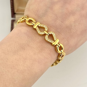 Vintage Pferdegebiss-Armband, 1980er Jahre Gold Statement Kette, Designer-inspirierter Schmuck