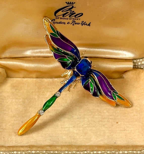 Stunning Vintage Multicoluor Enamel Dragonfly Blu… - image 7