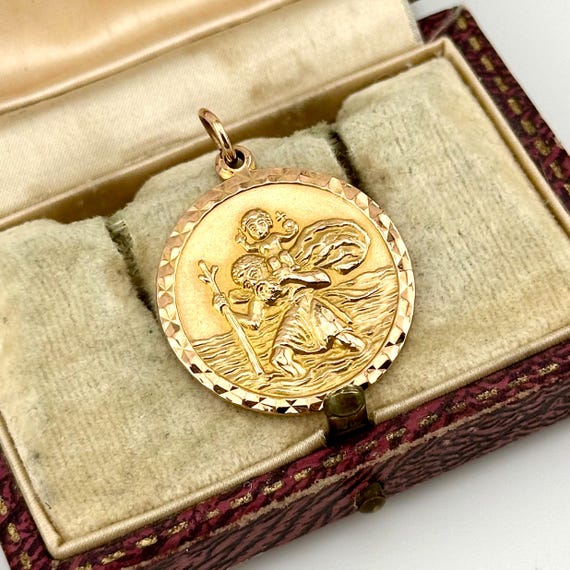 Vintage 9ct Solid Gold St. Christopher Pendant, I… - image 4