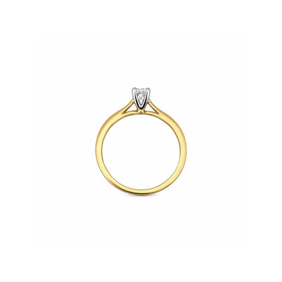 18ct Solid Yellow Gold Solitaire Ring, Minimalist… - image 4