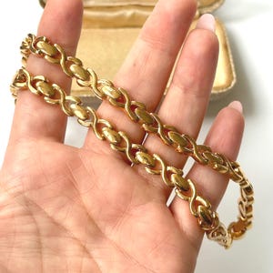Vintage 1980s Gold Statement Collar Necklace, Chunky X Link Choker, Classic Bold Chain, Fancy Gold Jewellery, Gift for Her
