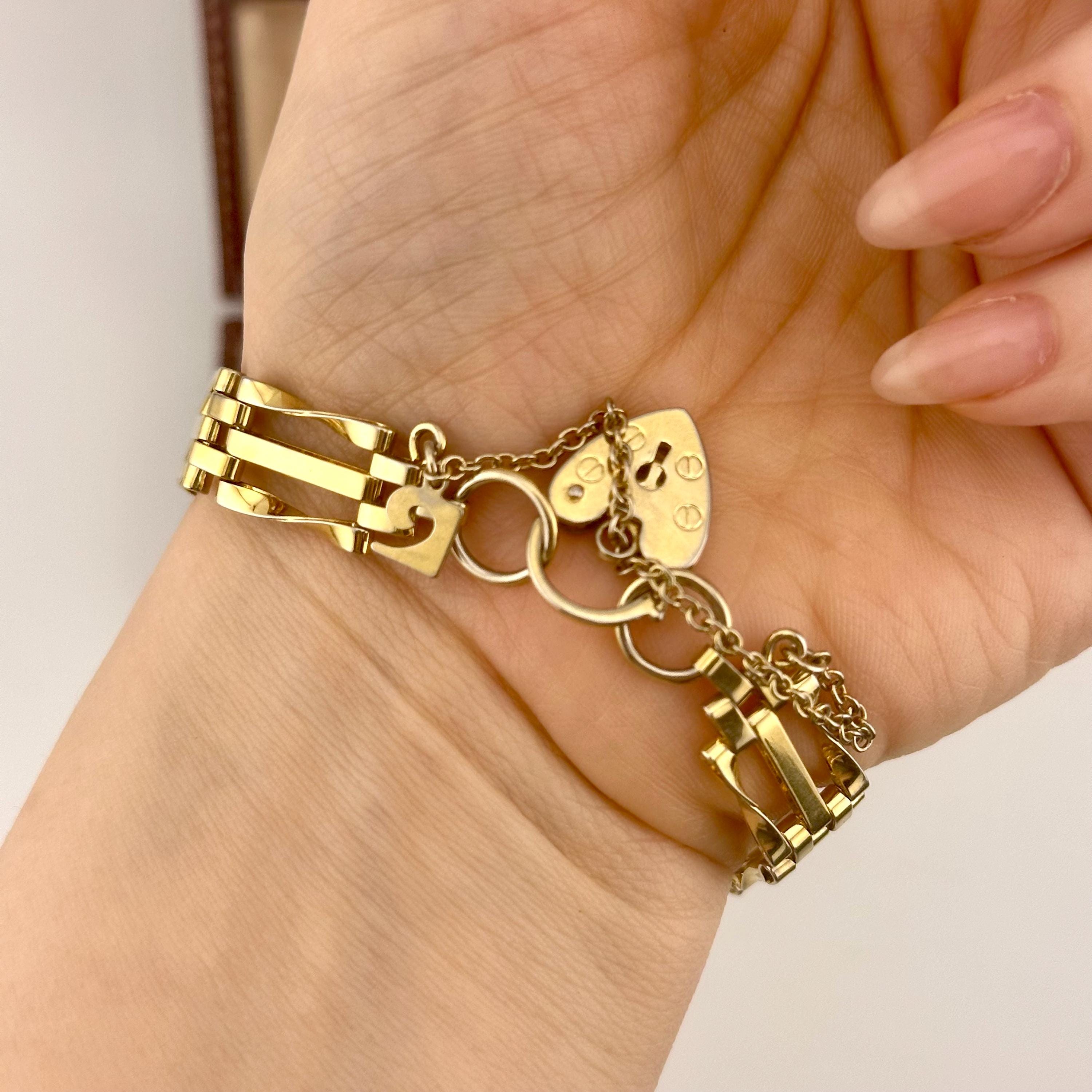 Vintage 1970s Gold Gate Bracelet, Designer Pierre Cardin Gate Link Padlock Bracelet, Collectible Vintage Bracelet, Heirloom Bridal Gift