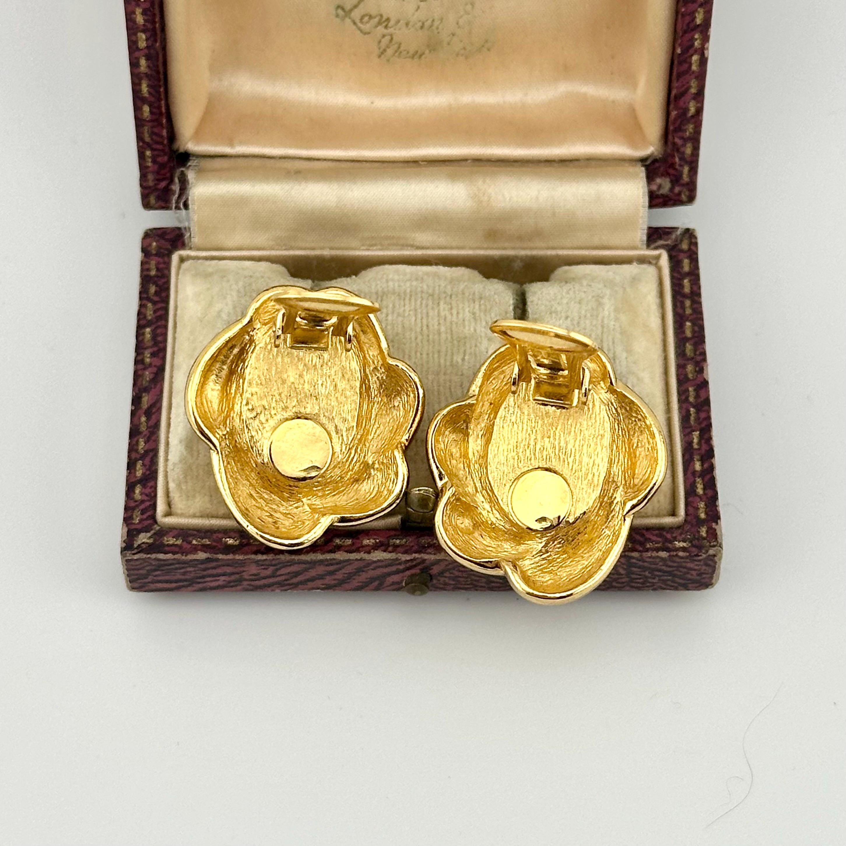 Vintage Christian Dior Gold Pearl Earrings, 1980s Designer Clip On