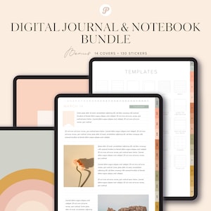 GoodNotes Journal and Notebook Bundle  | Digital Journal | GoodNote iPad | Digital Diary | Monthly Pages  | Bonus Digital Stickers & Covers