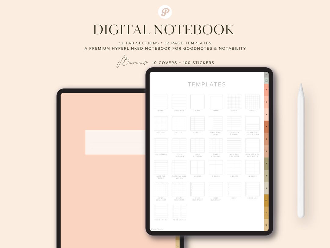 Notebook Planner | 12 Tabs | Page Templates | Student Notes | Goodnotes ...