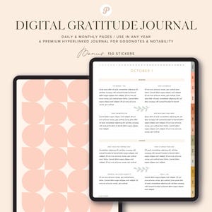 5 Minute Digital Gratitude Journal | Morning and Evening Self Care Journal with Stickers, Daily Reflection Planner for iPad, GoodNotes