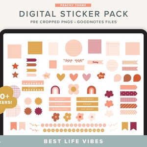 Digital Planner Stickers Pack | GoodNotes | Pre cropped Sticker Book | PNG files | iPad Planner | Peachy Edition | Planly Planners