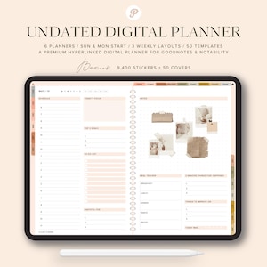 All In One Digital Planner Undated | Undated Digital Planner | Aesthetic Planner | Daily Weekly Monthly Planner | Goodnotes Planner Undated