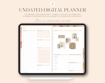 All In One Digital Planner Undated | Undated Digital Planner | Aesthetic Planner | Daily Weekly Monthly Planner | Goodnotes Planner Undated