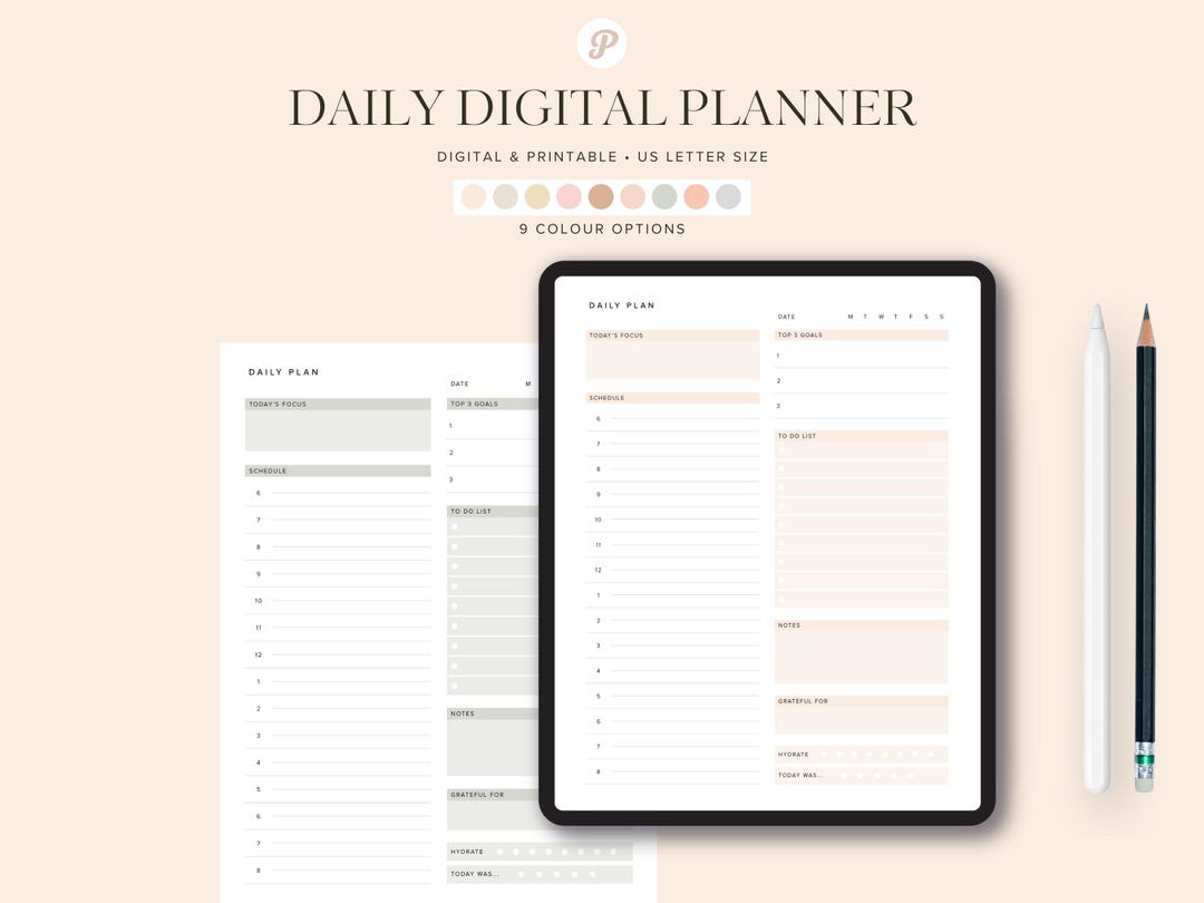 Daily Digital Planner | Printable | Undated | iPad Planner | to Do List ...