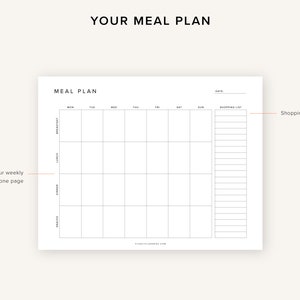 Printable Weekly Meal Planner Landscape | Food Diary | Meal Tracker ...