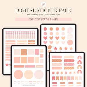 Digital planner stickers | GoodNotes stickers | Pre cropped Sticker Book | PNG files | iPad Planner | Blush Edition | Planly Planners
