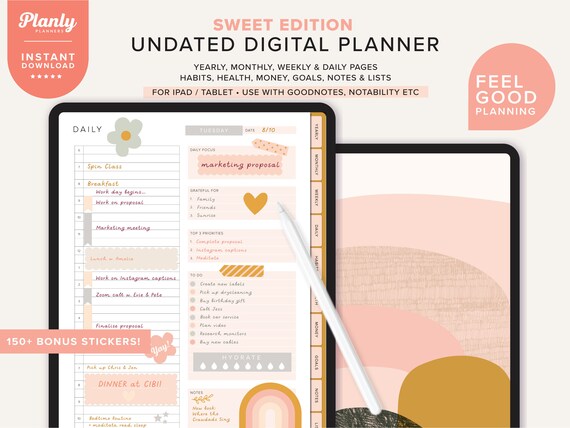 Daily Weekly GoodNotes & Notability 2021 Digital Planner Monthly Paper ...
