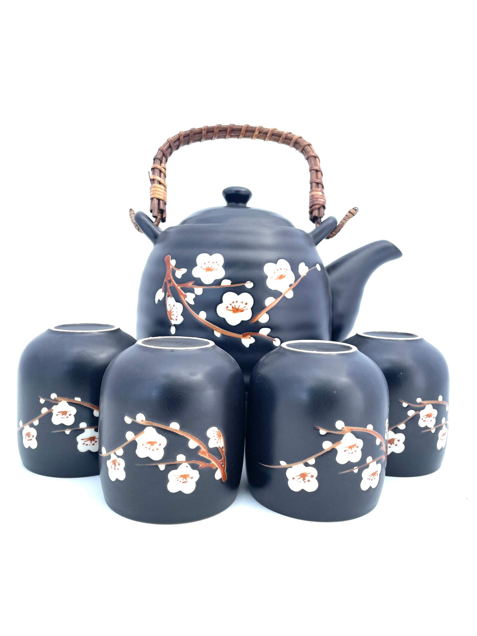 Black and White flower Tea Set Etsy