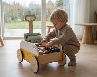 Personalized Wooden Toy Storage Wagon for Toddler Activities