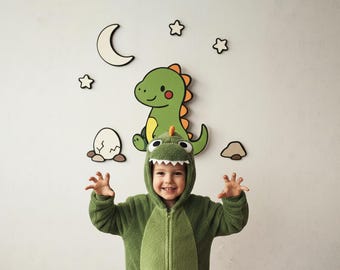 Houten dinosaurusnachtlampje, kinderkamermuurdecoratie, ledlamp