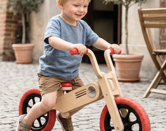 Bullberry Wooden Balance Bicycle, First Bike for Toddlers, Gift For Kids