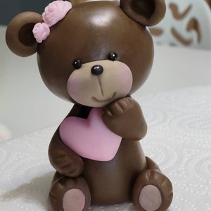 Teddybär 9-10 cm, Figuren aus Fondant Caketopper für Geburtstag, Taufe Farbe frei wählbar blau, türkis, weiß, rosa usw. Bild 2