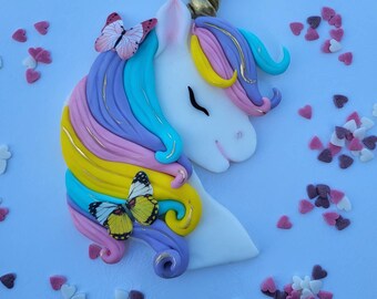 2D EINHORN UNICORN-  Fondant Figuren Geburtstag Taufe