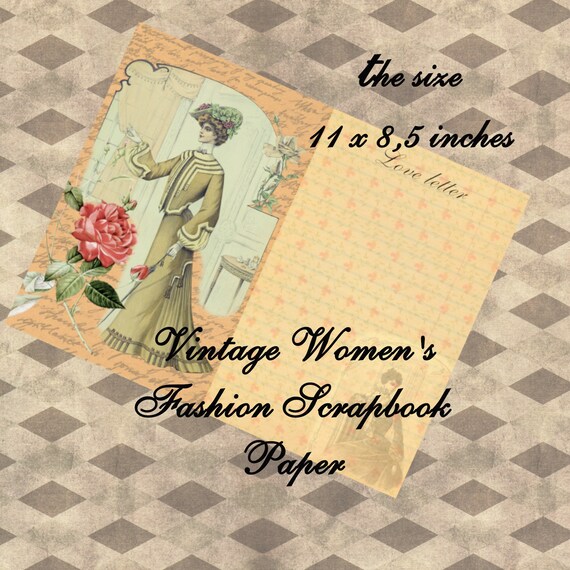 Vintage Women's Fashion Scrapbook Paper Printable | Etsy